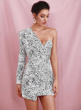DALMATIAN one-sleeve asymmetric mini dress