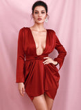 RUTH draped burgundy mini dress