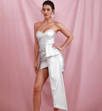 SILVIA pearl white bandeau dress