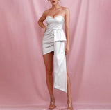 SILVIA pearl white bandeau dress