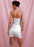 SILVIA pearl white bandeau dress