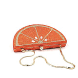 Orange slice rhinestone embellished clutch