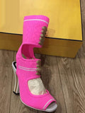 Hollow-out sock boots in pink