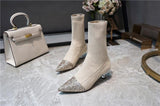 Sock boots with sequinned toe