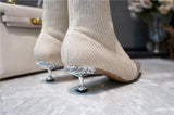 Sock boots with sequinned toe