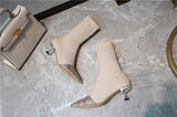 Sock boots with sequinned toe