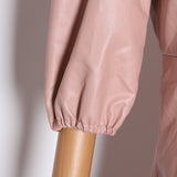 Faux Leather puff sleeve mini dress in pink