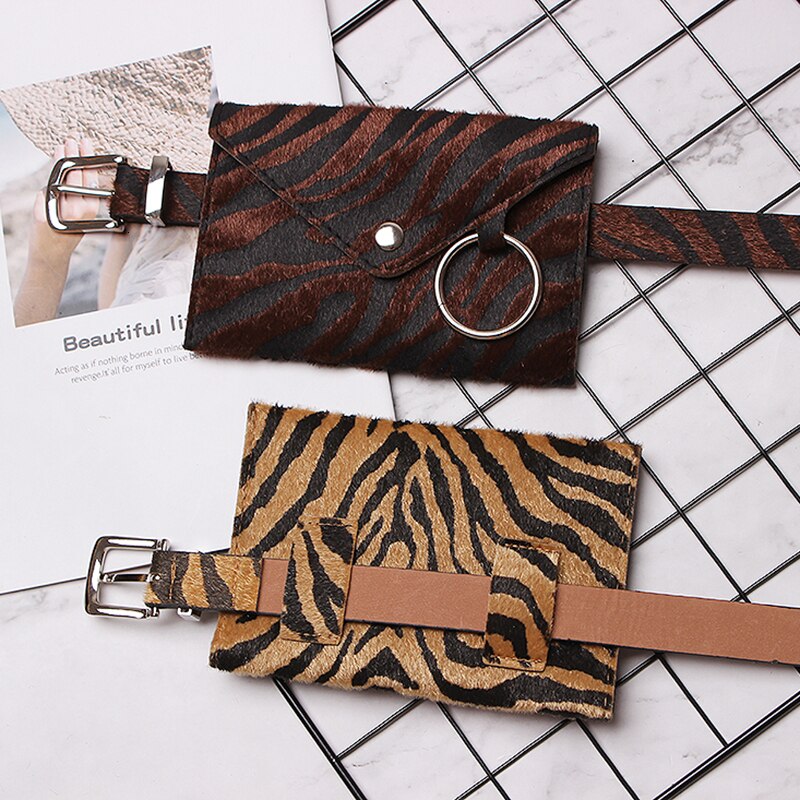 Tiger print waist belt with purse
