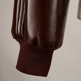 Turtleneck faux leather jacket in choco brown