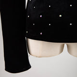 One-sleeve velvet embellished top