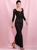 MONICA ruched slit gown