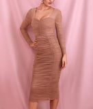 TOLEDO ruched midi dress in beige