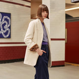 Wool-blend long blazer in colors