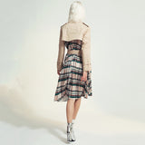 Pacthwork belted pleated trench coat