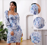 BLUETT sweetheart floral mini dress