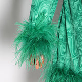 JAZZY feathers mini dress in green