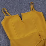 V Neck Ruffle Bodycon Bandage Dress