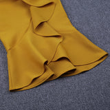 V Neck Ruffle Bodycon Bandage Dress