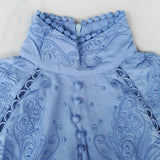 Lantern sleeve lace blue dress