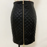 Faux leather grid pencil skirt