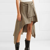 Asymmetric plaid skirt