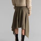 Asymmetric plaid skirt