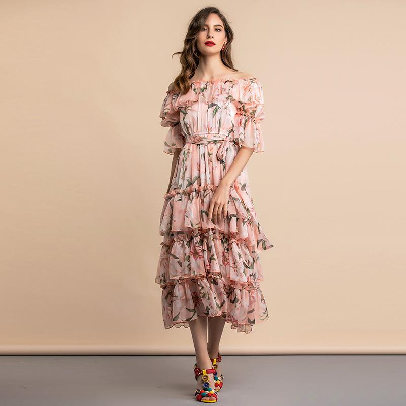 EULA Tiered Belted Midi Dress
