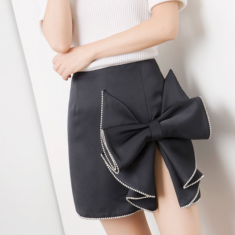 Blingy bow mini skirt
