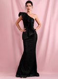 COLLETTE One-shoulder Ruffled Gown
