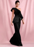 COLLETTE One-shoulder Ruffled Gown