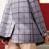 Asymmetric oversize plaid long blazer