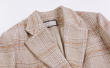 Caramel oversize plaid long blazer