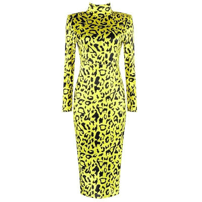 SERENA leopard print turtleneck midi dress
