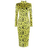 SERENA leopard print turtleneck midi dress