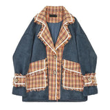 Patchwork plaid plush jacket