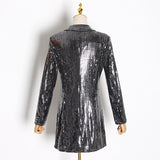Sequinned silver blazer mini dress