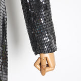 Sequinned silver blazer mini dress