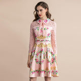 PINKY Bloom Bowknot Lace Midi Dress