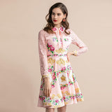 PINKY Bloom Bowknot Lace Midi Dress