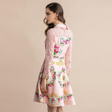 PINKY Bloom Bowknot Lace Midi Dress