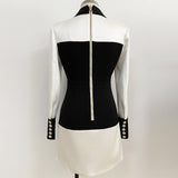 DAYTONA Long Sleeve Black&White Dress