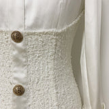 TAYLOR Long Sleeve Patchwork Tweed Dress