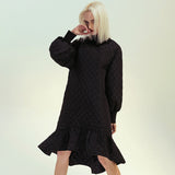 Quilted lantern-sleeve dress