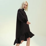 Quilted lantern-sleeve dress