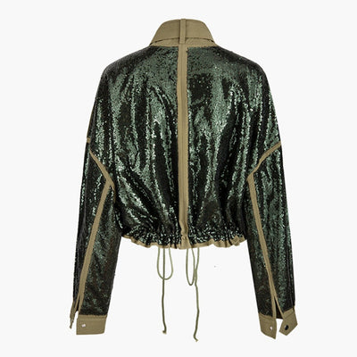 Sequinned patchwork short jacket