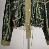 Sequinned patchwork short jacket