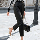 Elegant faux leather ankle-pants