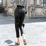 Elegant faux leather ankle-pants