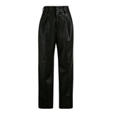 Elegant faux leather ankle-pants