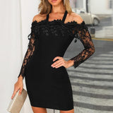 SANTANA cold-shoulder mesh mini dress